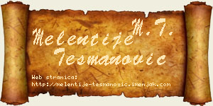 Melentije Tešmanović vizit kartica